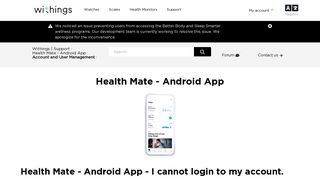 Health Mate - Android App - I cannot login to my account. What should ...