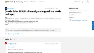 [Nokia Asha 305] Problem signin in gmail on Nokia mail app ...