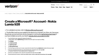 Create a Microsoft Account - Nokia Lumia 928 | Verizon Wireless