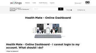 Health Mate - Online Dashboard - I cannot login to my account. What ...