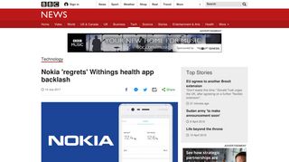 Nokia 'regrets' Withings health app backlash - BBC News