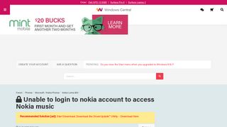 Unable to login to nokia account to access Nokia music - Windows ...