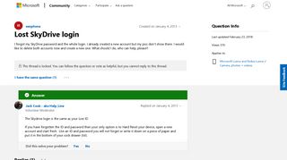 Lost SkyDrive login - Microsoft Community