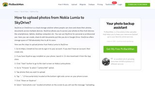 How to upload photos from Nokia Lumia to SkyDrive? - PicBackMan