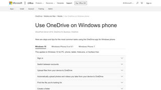 Use OneDrive on Windows phone - OneDrive - Office Support