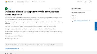 Ovi maps doesn't accept my Nokia account user name anymore ...