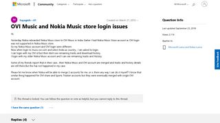 OVI Music and Nokia Music store login issues - Microsoft Community