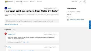 How can I print my contacts from Nokia Ovi Suite? - Microsoft ...