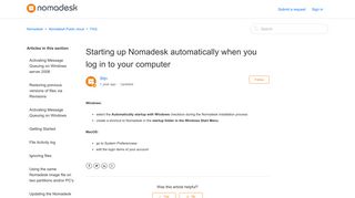 Starting up Nomadesk automatically when you log in to your computer ...