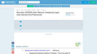 Assigning Login User Names And Passwords - Nomadix AG5800 ...