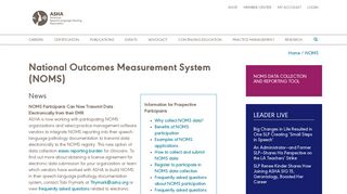 National Outcomes Measurement System (NOMS) - ASHA