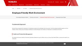 Employee-Friendly Work Environment | NOMURA