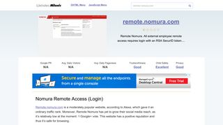 Remote.nomura.com website. Nomura Remote Access (Login).