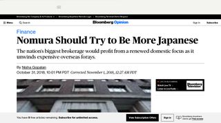 Nomura Should Try to Be a More Japanese Broker - Bloomberg