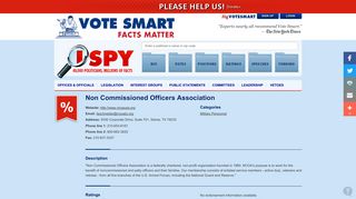 Non Commissioned Officers Association - Vote Smart
