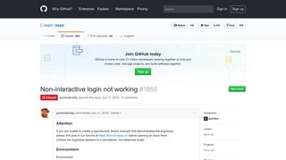Non-interactive login not working · Issue #1855 · expo/expo · GitHub