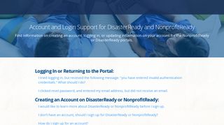 Account and Login Support for NonprofitReady and DisasterReady ...