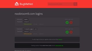 noobroom9.com passwords - BugMeNot
