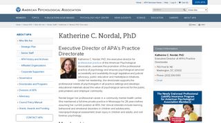 Katherine C. Nordal, PhD: Executive Director of APA's Practice ...