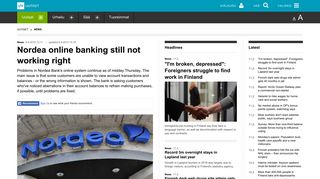 Nordea online banking still not working right | Yle Uutiset | yle.fi