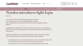 Nordea introduces light login | Luminor