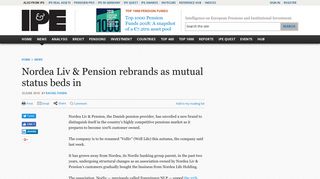 Nordea Liv & Pension rebrands as mutual status beds in | News | IPE