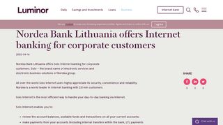 Nordea Bank Lithuania offers Internet banking for corporate customers ...