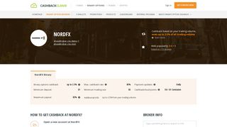 NordFX binary option cashback from Cashbackcloud