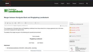 Merger between Nordjyske Bank and Ringkjøbing Landbobank ...