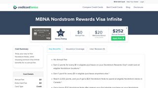 MBNA Nordstrom Rewards Visa Infinite* | creditcardGenius