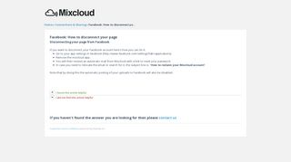 Mixcloud | Facebook: How to disconnect your page