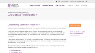 Credential Verification - Norman Regional Health System