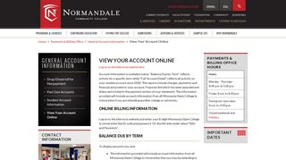 View Your Account Online | Normandale Community College