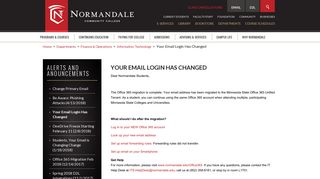 Your Email Login Has Changed | Normandale Community College