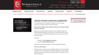 Visual Studio Login in Classroom | Normandale Community College