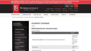 Academic Calendar | Normandale Community College