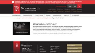 Registration Credit Limit | Normandale Community College