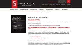 Log into D2L Brightspace | Normandale Community College
