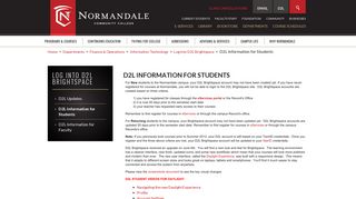 D2L Information for Students | Normandale Community College
