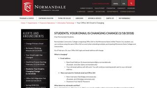 Students, Your Email is Changing Change (1/18/2018) | Normandale ...