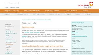 Passwords Help - NorQuest College - Edmonton, Alberta