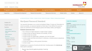 NorQuest Password Standard - NorQuest College - Edmonton, Alberta