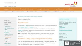 Passwords Help - NorQuest College - Edmonton, Alberta