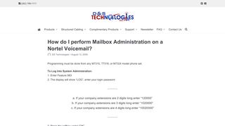 How do I perform Mailbox Administration on a Nortel Voicemail? - D&S ...