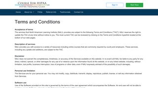 Terms and Conditions - Course For HIPAA