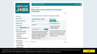 North East Jobs - Please log in and complete the requested information.