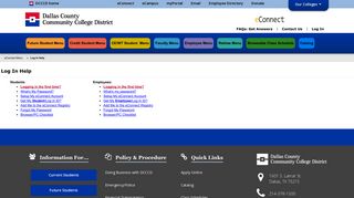 Log In Help - eConnect - Dallas County Community College District