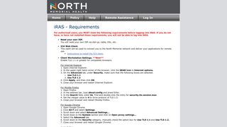 iRAS Requirements - iRAS - North Memorial's Application Portal