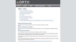 Help - iRAS - North Memorial's Application Portal