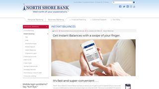 Instant Balances — North Shore Bank Mobile Banking